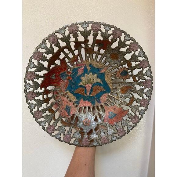 GUC Painted Brass Table Fruit Bread Basket Bowl 11.5 Inches - Picture 1 of 10